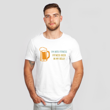 fitness beer in my belly white shirt